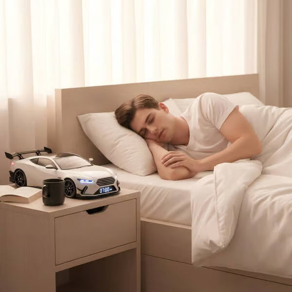 📢📢60% KEDVEZMÉNY !-🏎️Hiperautós ébresztőóra –🏎️Valósághű GTR motor és fényeffektek