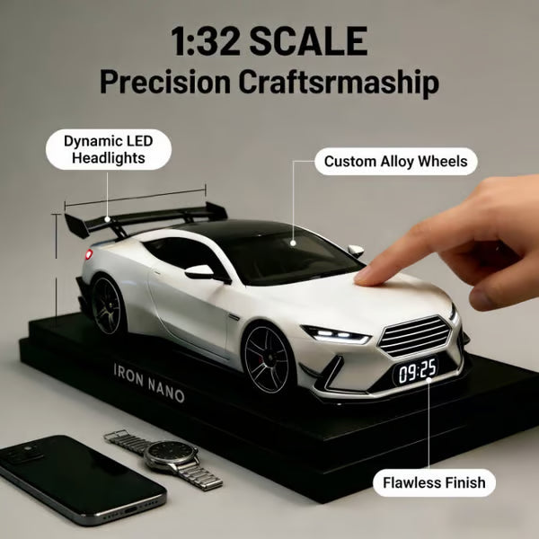 📢📢60% KEDVEZMÉNY !-🏎️Hiperautós ébresztőóra –🏎️Valósághű GTR motor és fényeffektek